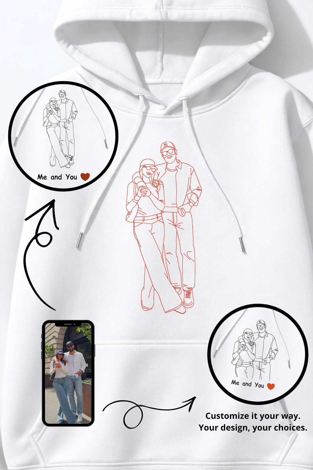 Custom Photo Embroidered Hoodie