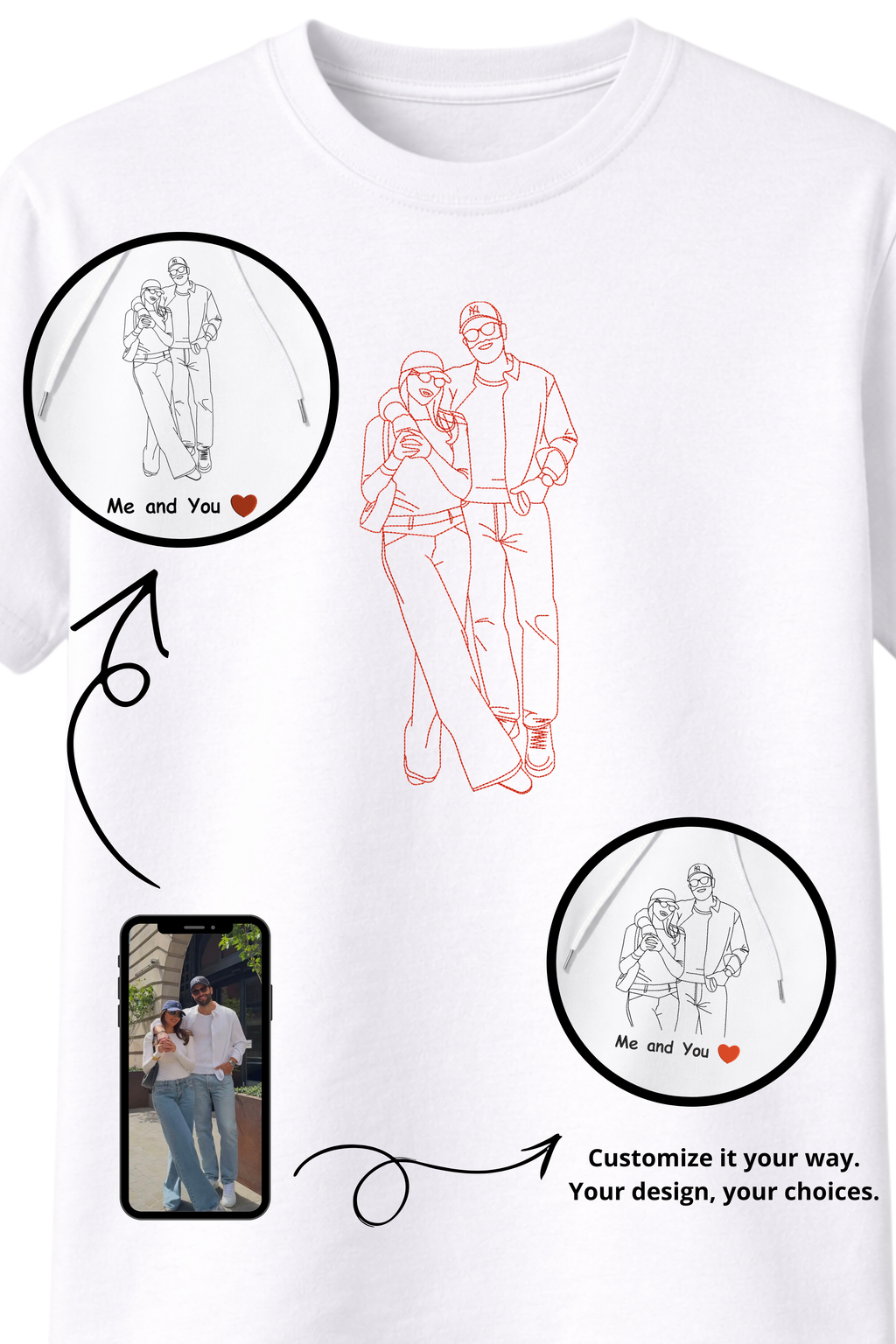 Custom Photo Embroidered T-shirt