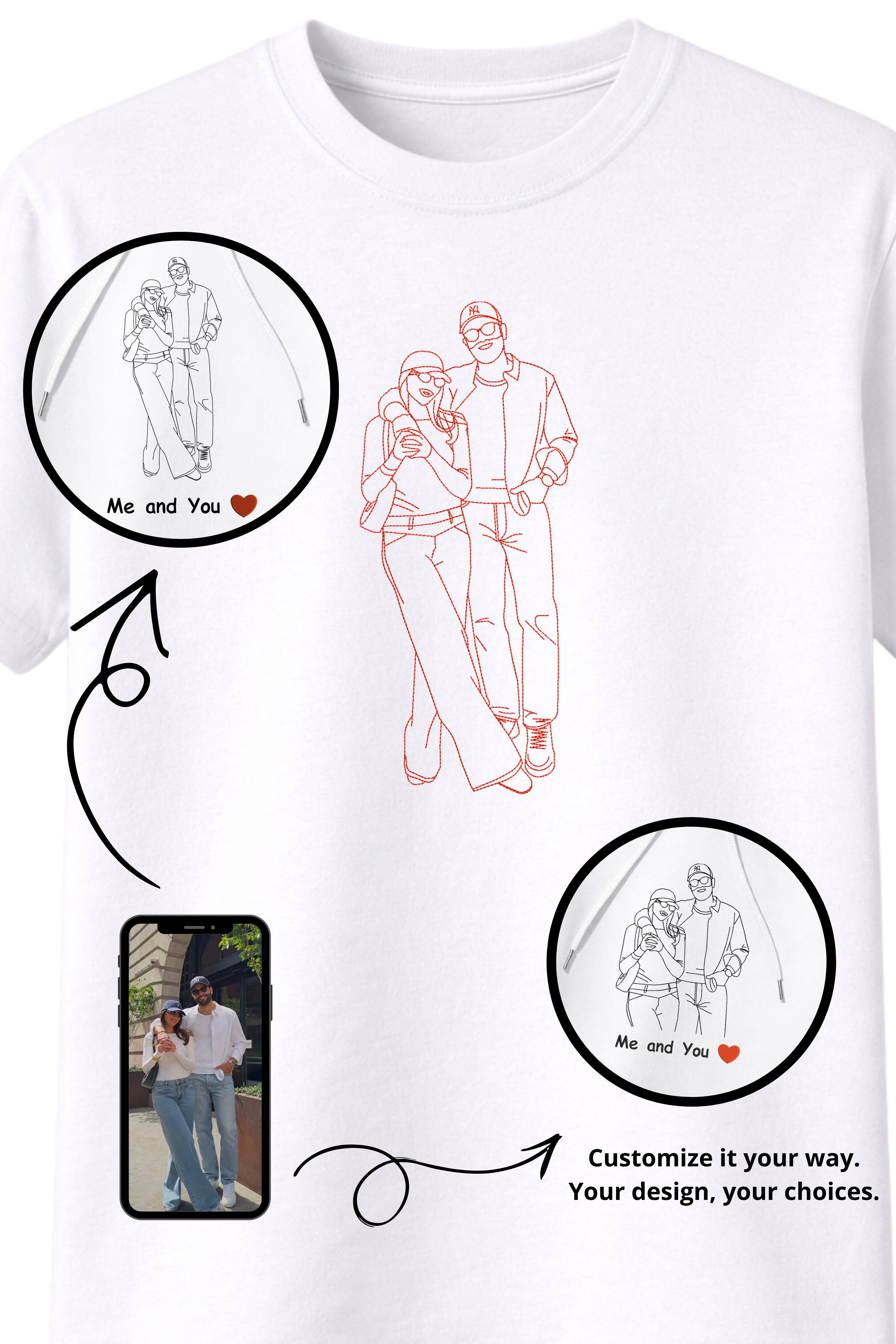 Custom Photo Embroidered T-shirt